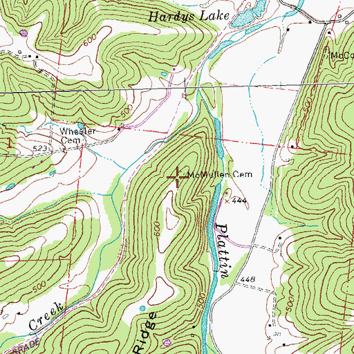 Topographic Map of McMullen Cemetery, MO