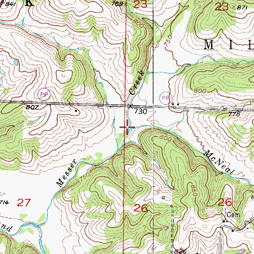 Topographic Map of McNeal Branch, MO