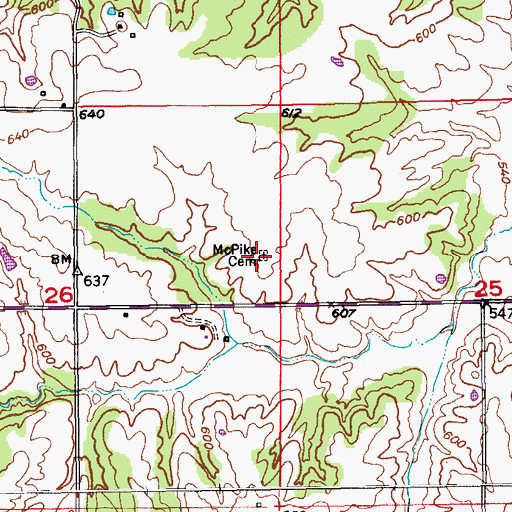 Topographic Map of McPike Cemetery, MO