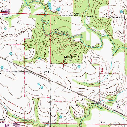 Topographic Map of McQuoid Cemetery, MO