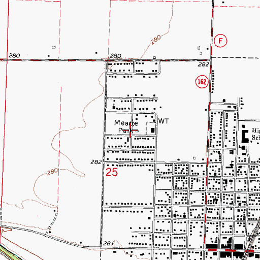 Topographic Map of Meatte Park, MO
