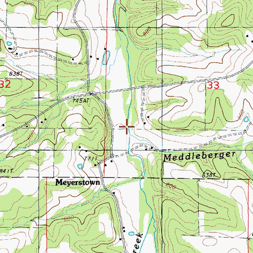 Topographic Map of Meddleberger Branch, MO