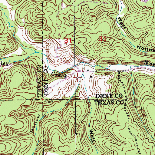 Topographic Map of Medlock Hollow, MO