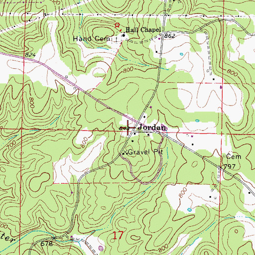 Topographic Map of Jordan, AR
