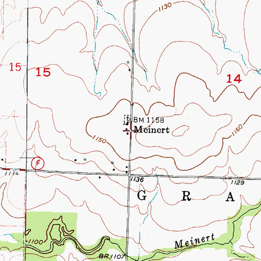 Topographic Map of Meinert, MO
