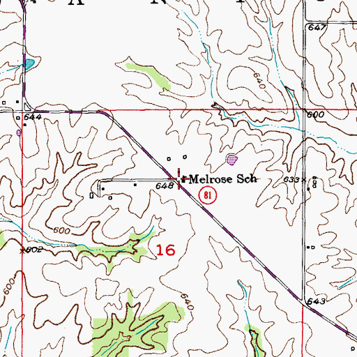 Topographic Map of Melrose School, MO