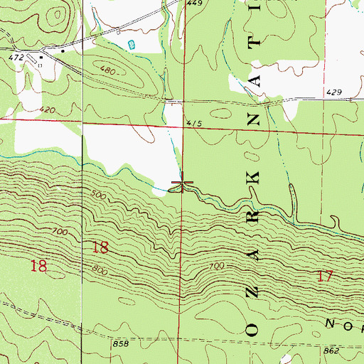 Topographic Map of Jordan Branch, AR