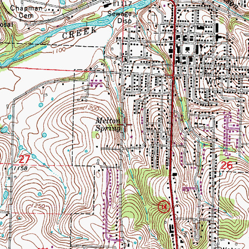 Topographic Map of Melton Spring, MO