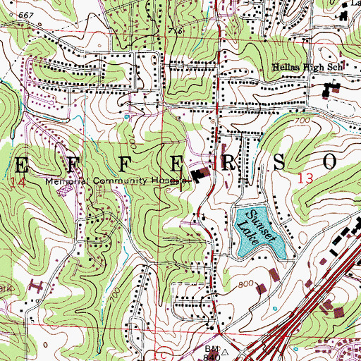 Topographic Map of Memorial Community Hospital, MO