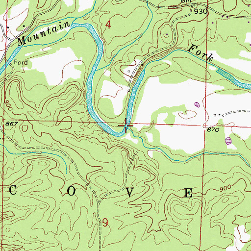 Topographic Map of Joshling Creek, AR