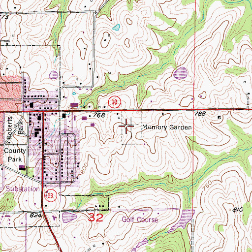 Topographic Map of Memory Garden, MO