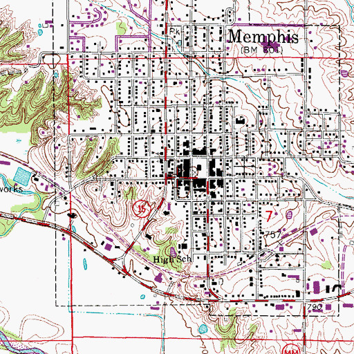 Topographic Map of Memphis, MO