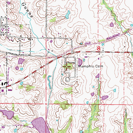 Topographic Map of Memphis Cemetery, MO