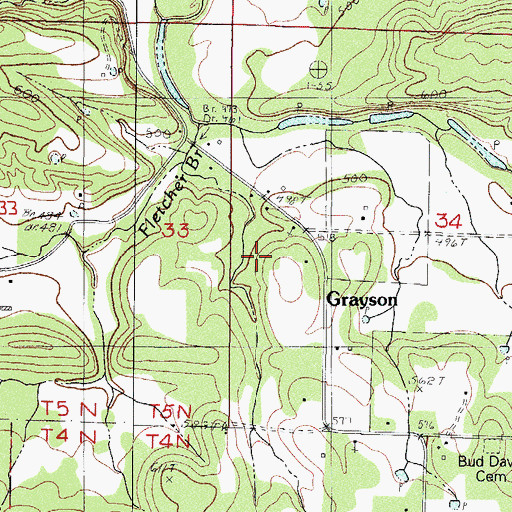 Topographic Map of Grayson, AR