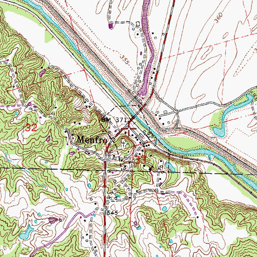 Topographic Map of Menfro, MO