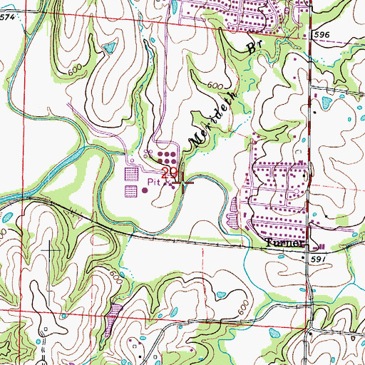 Topographic Map of Merideth Branch, MO