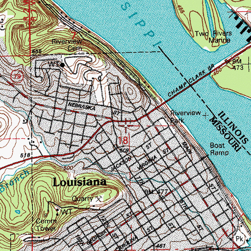 Topographic Map of Meriwether School (historical), MO