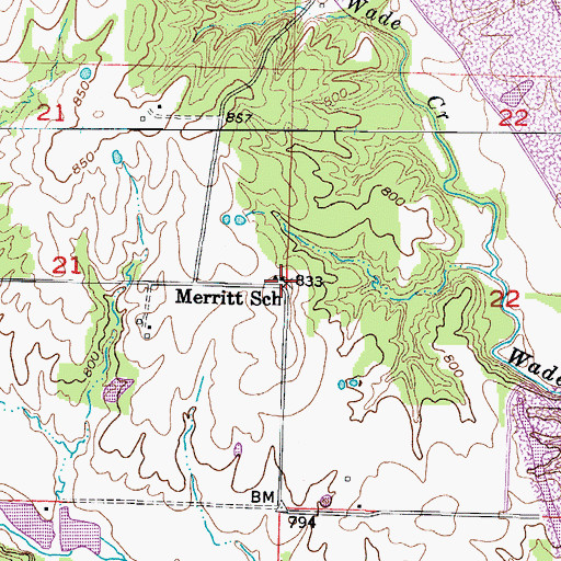 Topographic Map of Merritt School (historical), MO