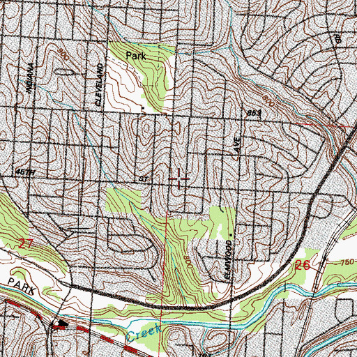 Topographic Map of Meservey Elementary School, MO