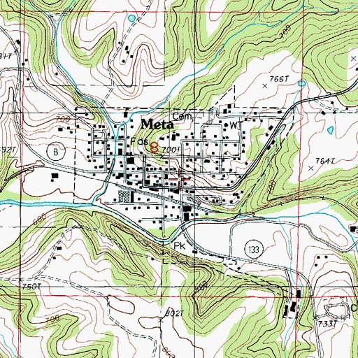 Topographic Map of Meta, MO