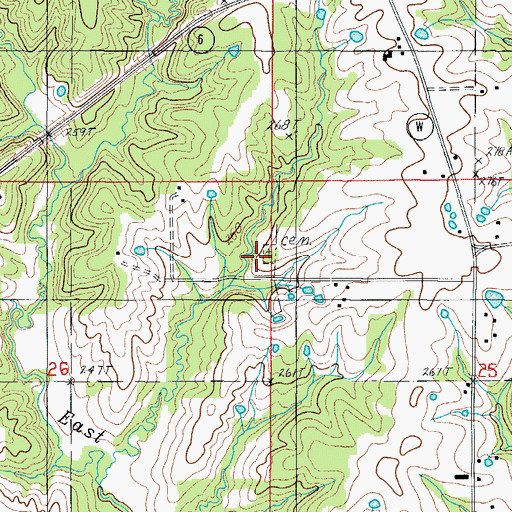 Topographic Map of Metcalf Cemetery, MO