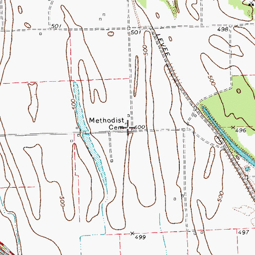Topographic Map of Methodist Cemetery, MO