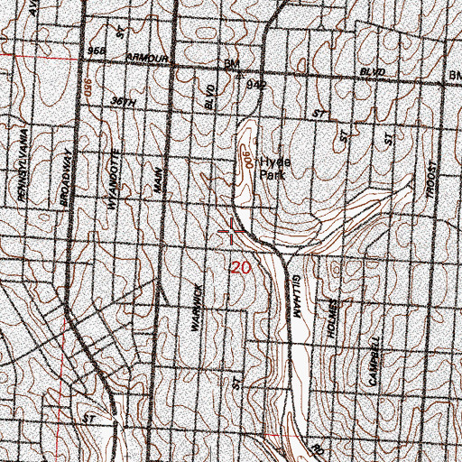Topographic Map of Metropolitan Junior College, MO