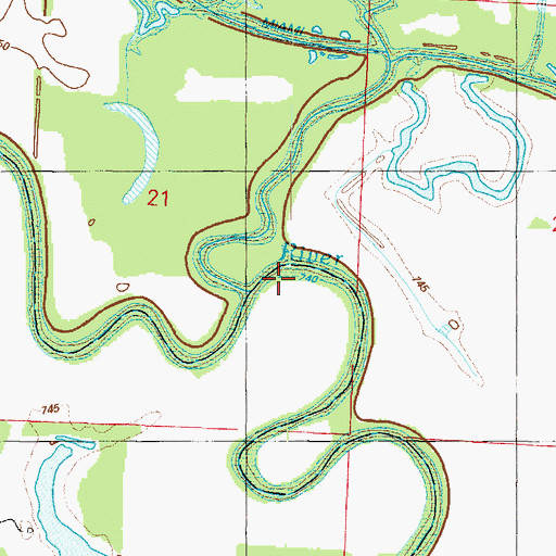 Topographic Map of Miami Creek, MO