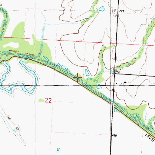 Topographic Map of Miami Drainage Ditch, MO