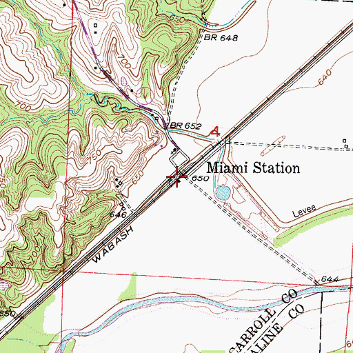 Topographic Map of Miami Station, MO