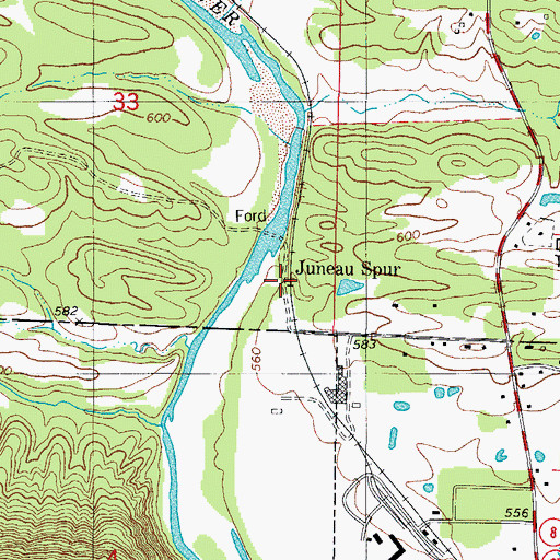 Topographic Map of Juneau Spur, AR