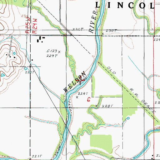 Topographic Map of Middle Creek, MO