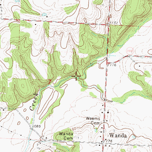 Topographic Map of Middle Indian Creek, MO