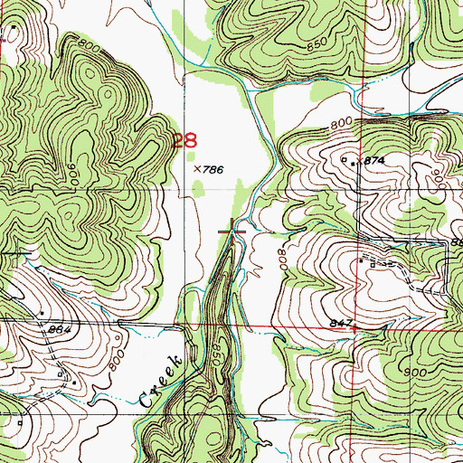 Topographic Map of Middle Richland Creek, MO