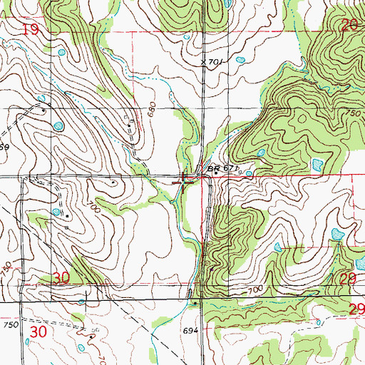 Topographic Map of Middle Sulphur Creek, MO