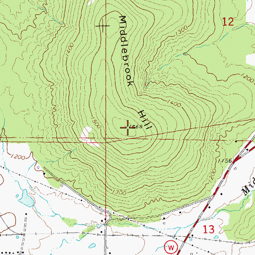 Topographic Map of Middlebrook Hill, MO