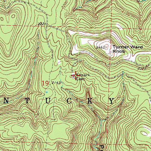 Topographic Map of Kapark Cemetery, AR