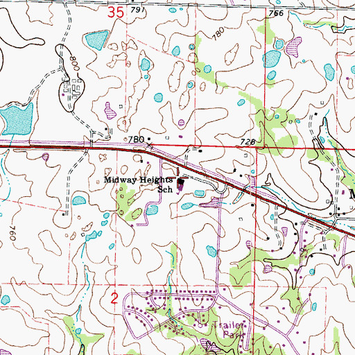 Topographic Map of Midway Heights Elementary School, MO