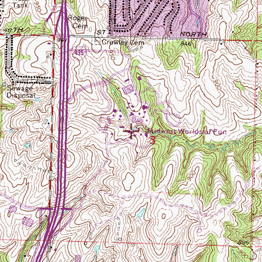 Topographic Map of Midwest Worlds of Fun, MO
