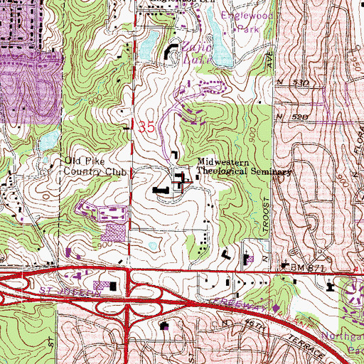 Topographic Map of Midwestern Theological Seminary, MO