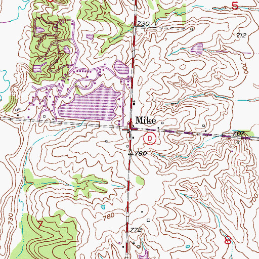 Topographic Map of Mike, MO