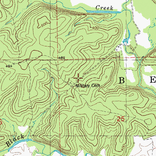 Topographic Map of Military Cemetery, MO