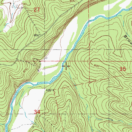 Topographic Map of Mill Branch, MO