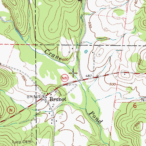 Topographic Map of Mill Creek, MO