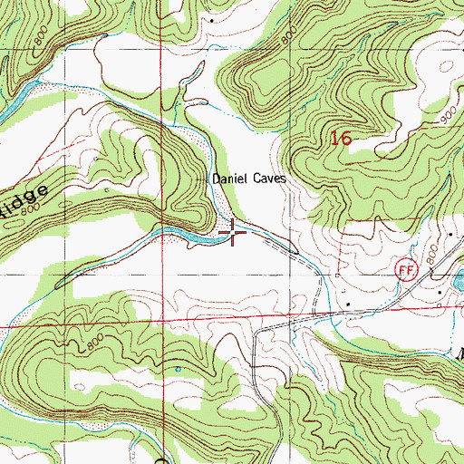 Topographic Map of Mill Creek, MO