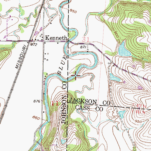 Topographic Map of Mill Creek, MO