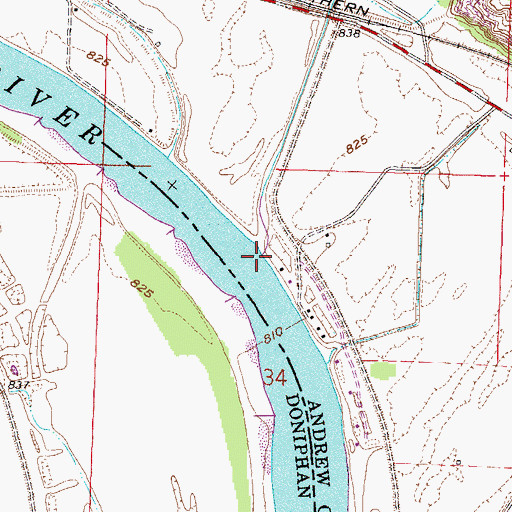Topographic Map of Mill Creek, MO