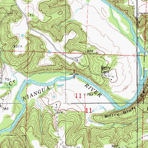 Topographic Map of Mill Creek, MO
