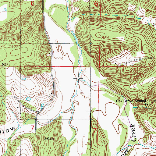 Topographic Map of Mill Creek, MO