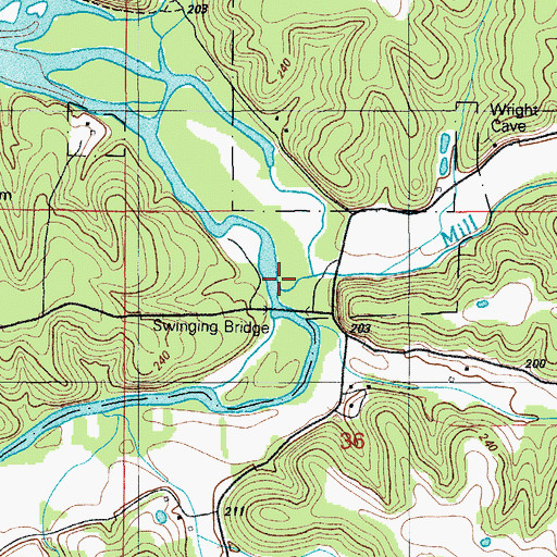 Topographic Map of Mill Creek, MO